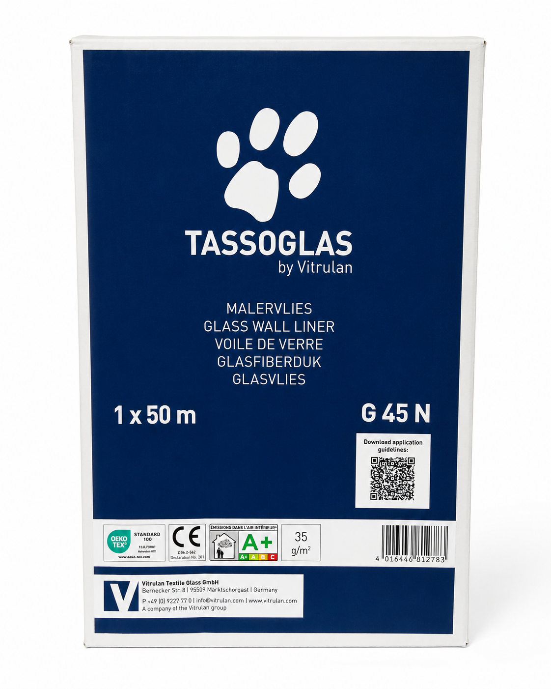 TASSO U/grundet glasfilt  35Gram 50x1 Meter