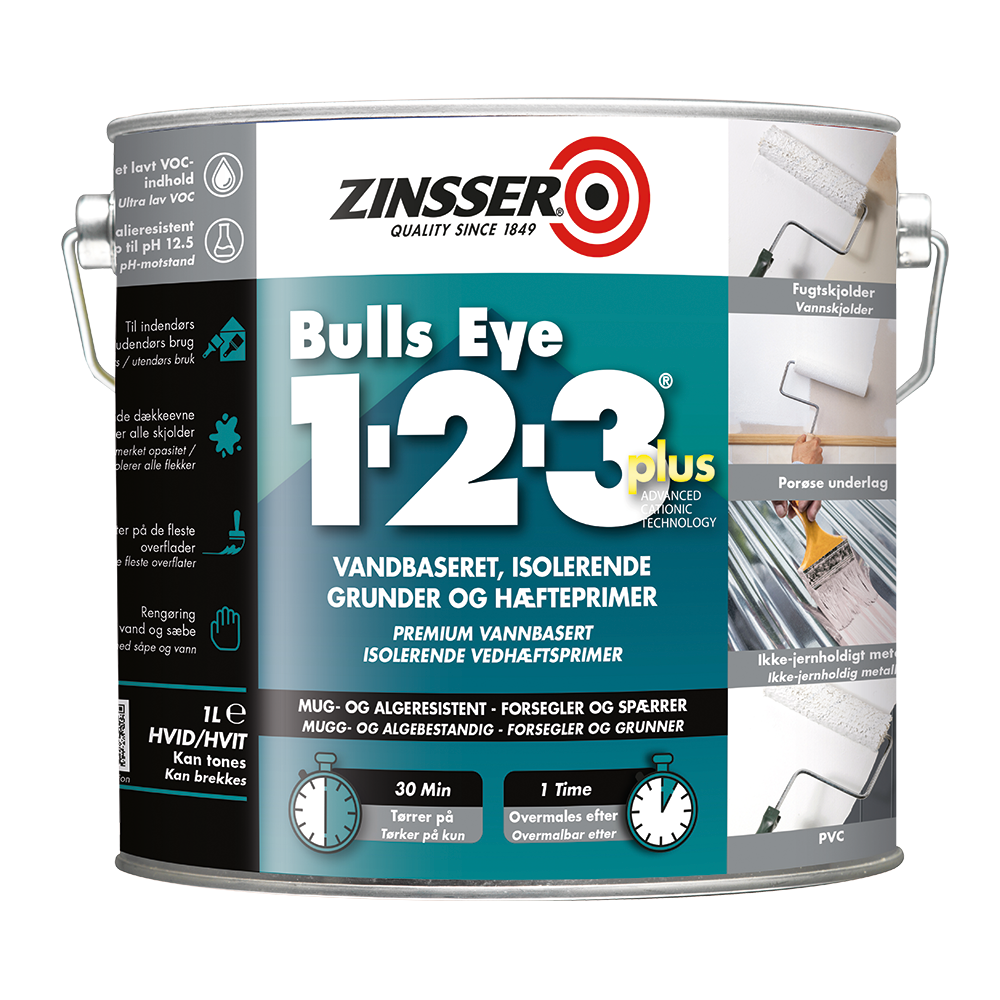 Zinsser Bulls Eye 1-2-3 Plus Hvid Grunder