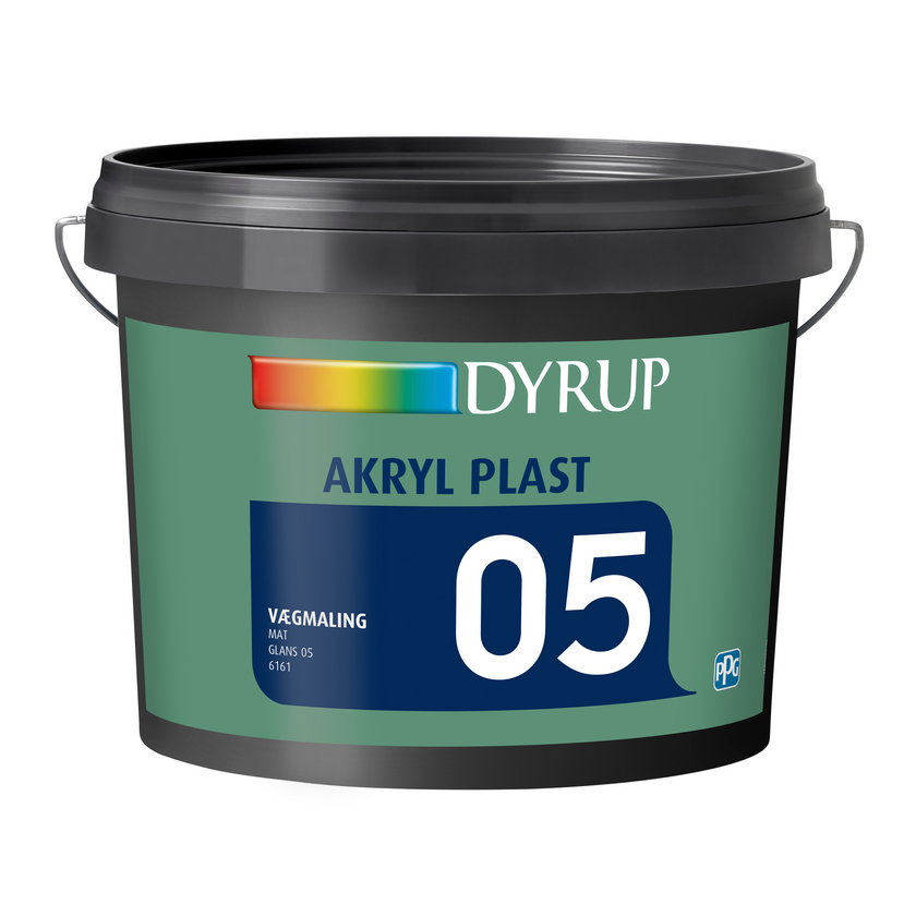 DYRUP Vægmaling Akryl Plast Glans 05 10 liter - Råhvid
